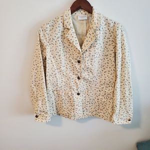 Ditsy floral Cottagecore button down jacket Liz Claiborne petite small